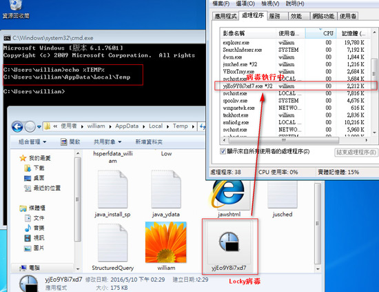 圖3.病毒已在執行中